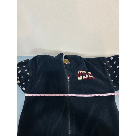 Vintage Bear Ridge Outfitters America fleece size L blue patriotic stars stripes - Picture 9 of 10